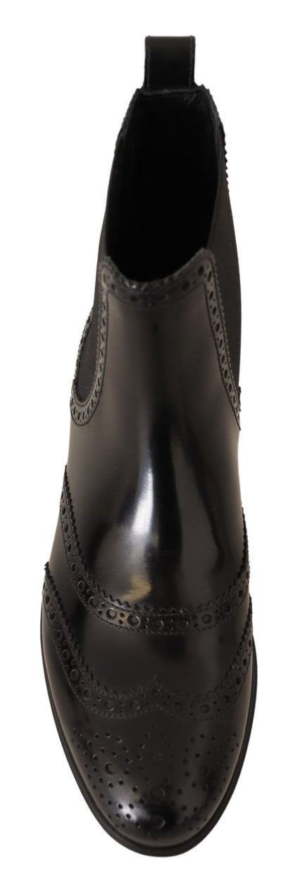 Chaussures bottes plates montantes Dolce & Gabbana en cuir noir
