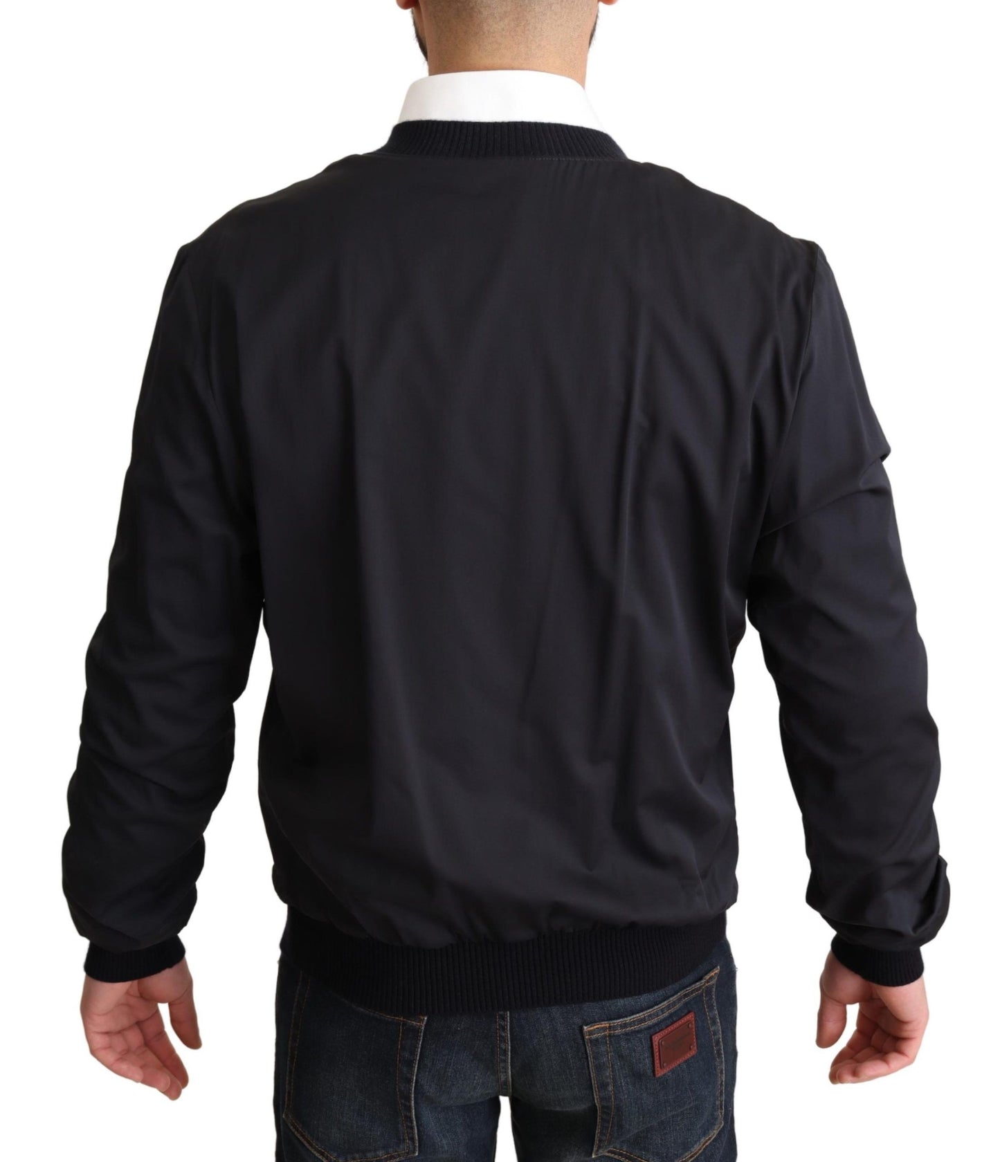 Dolce & Gabbana Blouson Court Bomber Homme en Soie Bleue