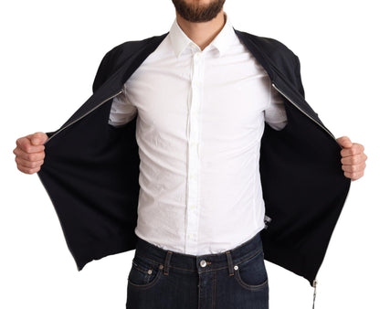 Dolce & Gabbana Blouson Court Bomber Homme en Soie Bleue