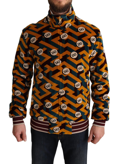 Veste pull homme Dolce & Gabbana en velours multicolore avec logo DG