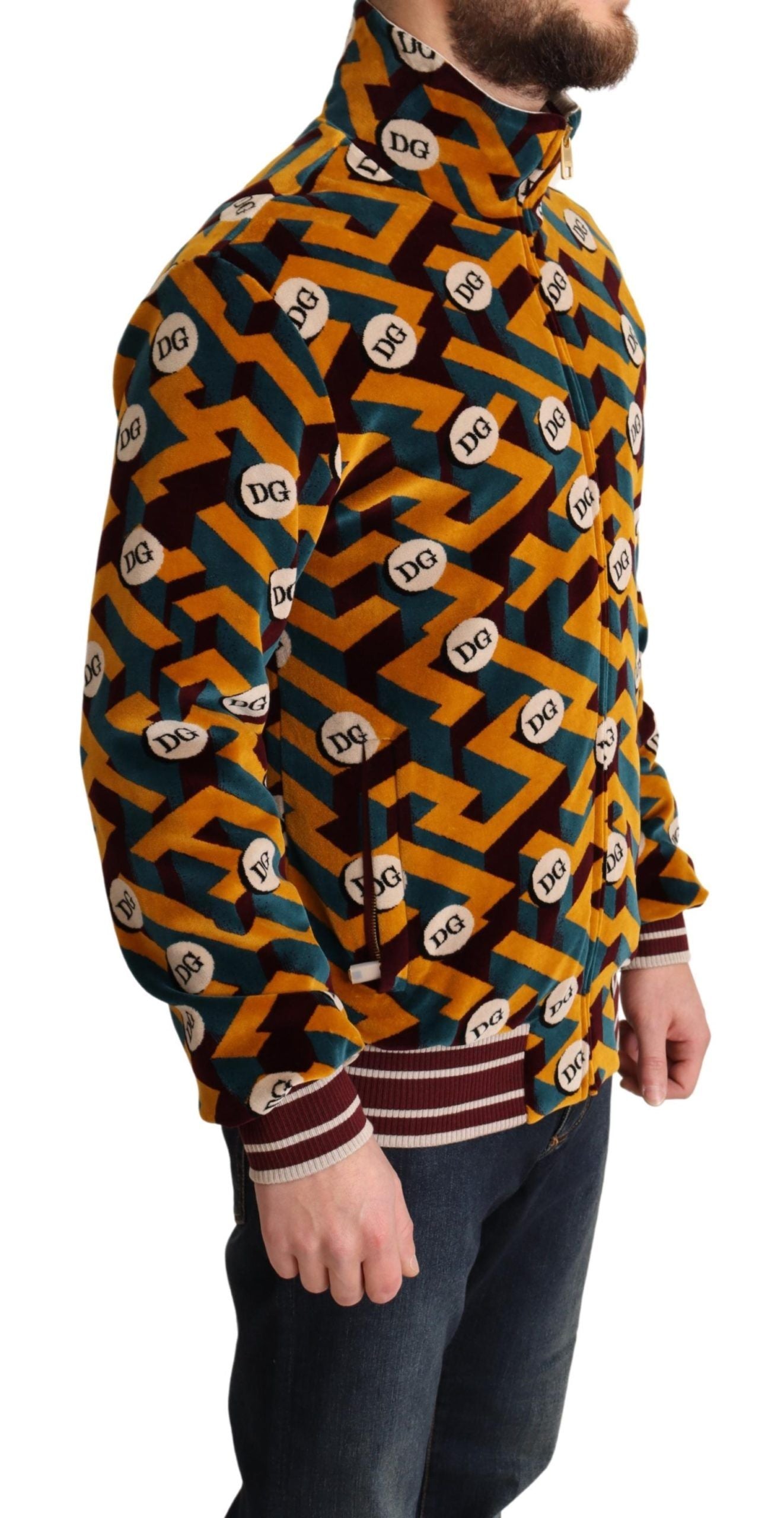 Veste pull homme Dolce & Gabbana en velours multicolore avec logo DG