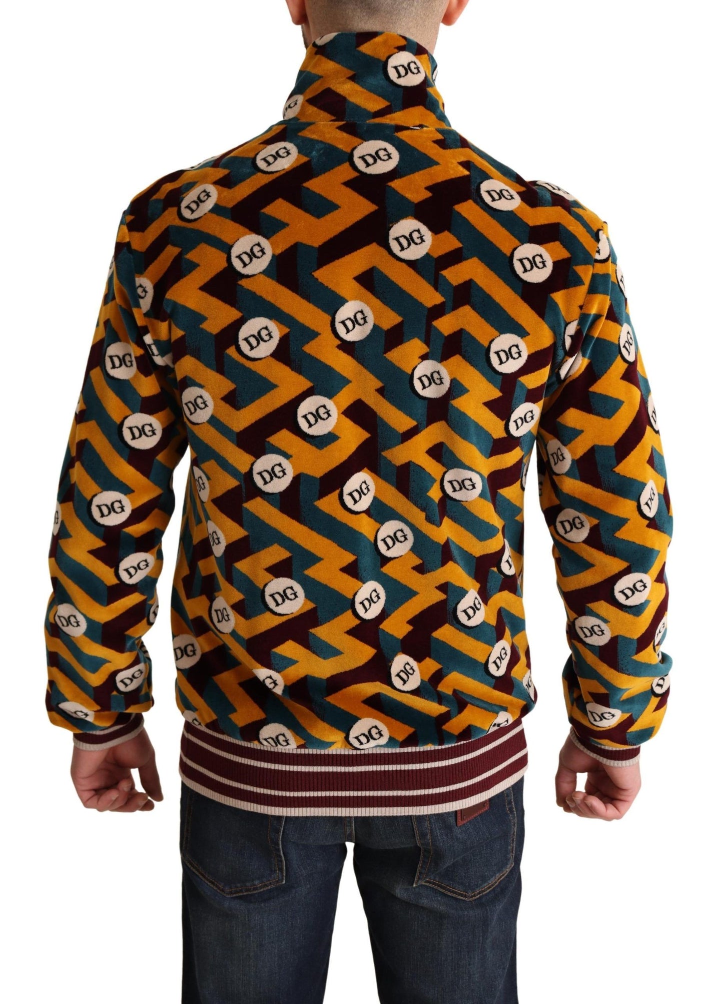 Veste pull homme Dolce & Gabbana en velours multicolore avec logo DG