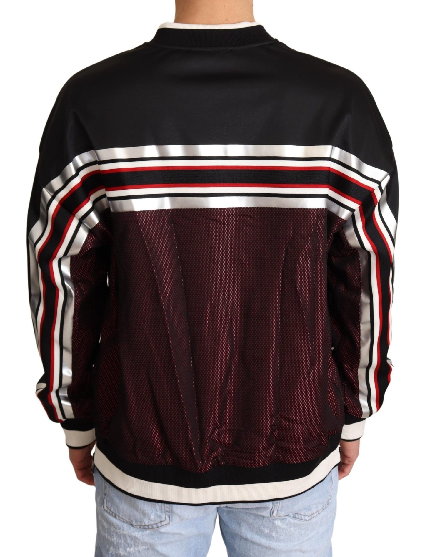 Pull en maille sport Dolce & Gabbana noir et rouge à col rond