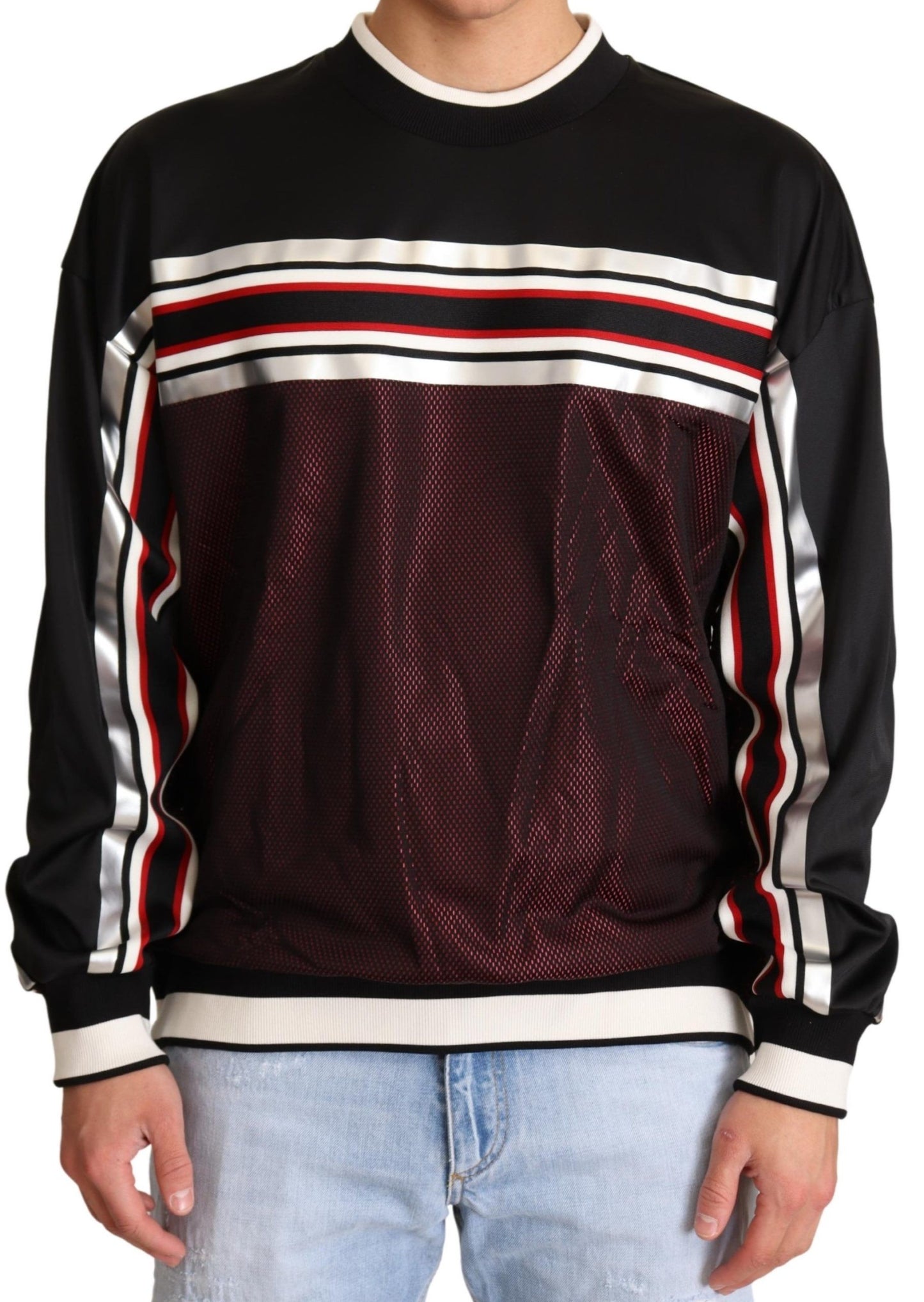 Pull en maille sport Dolce & Gabbana noir et rouge à col rond