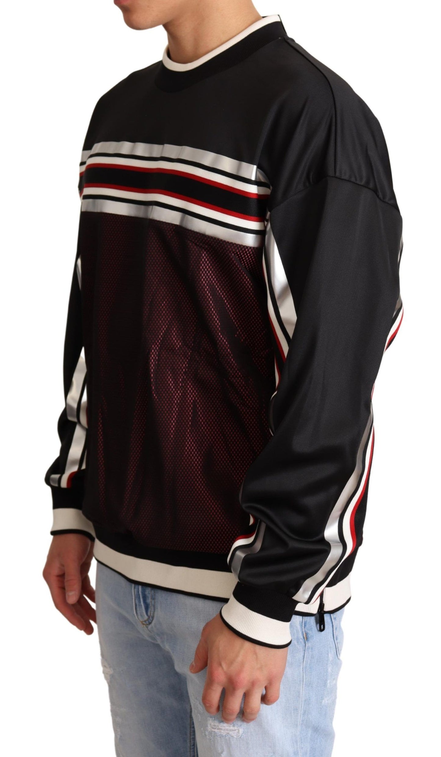 Pull en maille sport Dolce & Gabbana noir et rouge à col rond