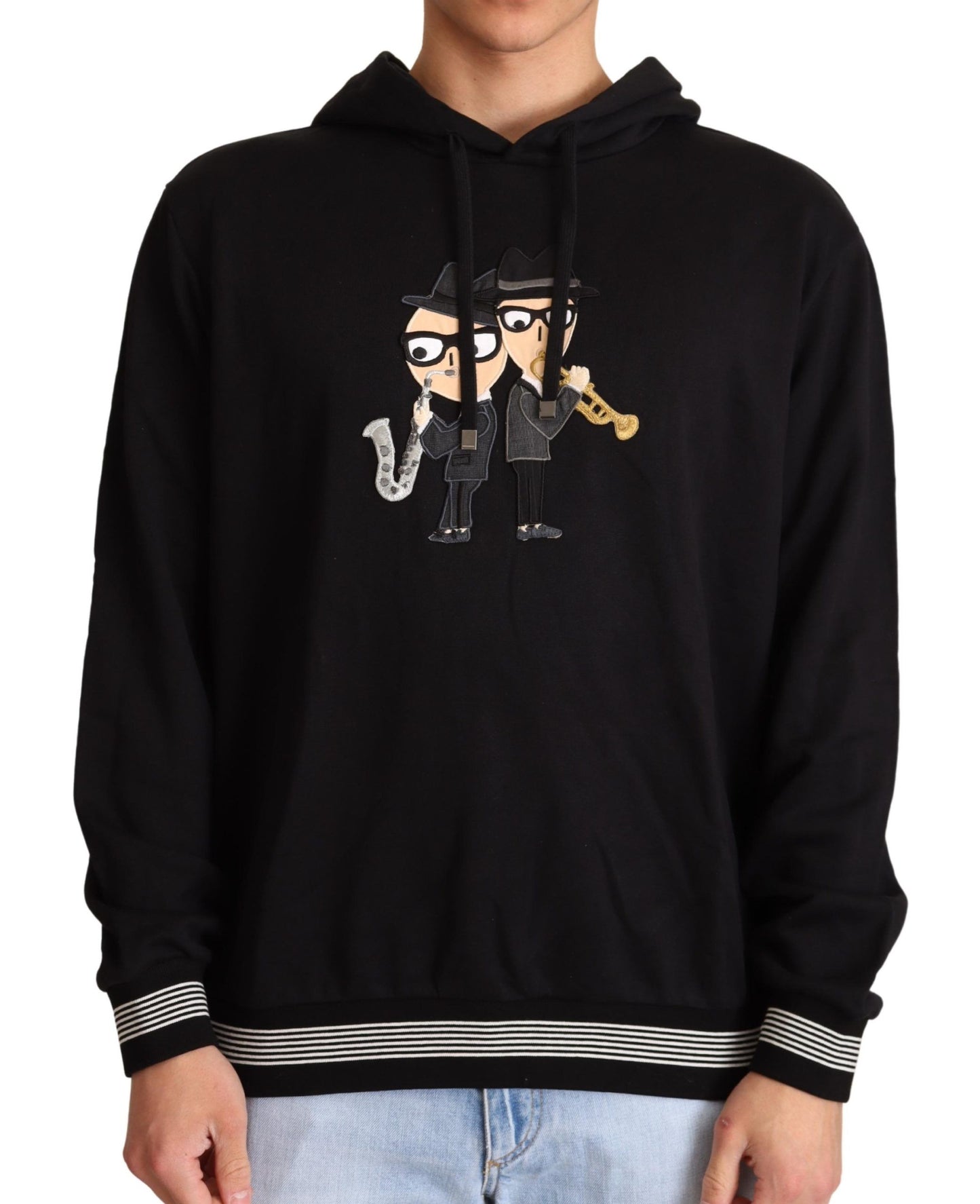 Pull à capuche en coton noir #dgfamily Dolce & Gabbana