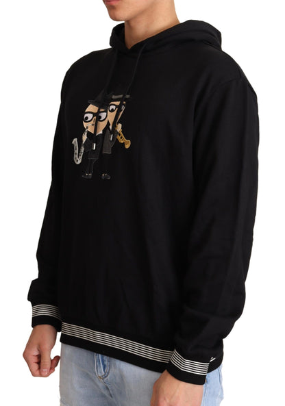 Pull à capuche en coton noir #dgfamily Dolce & Gabbana