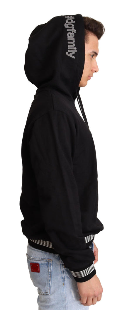 Pull à capuche en coton noir #dgfamily Dolce & Gabbana