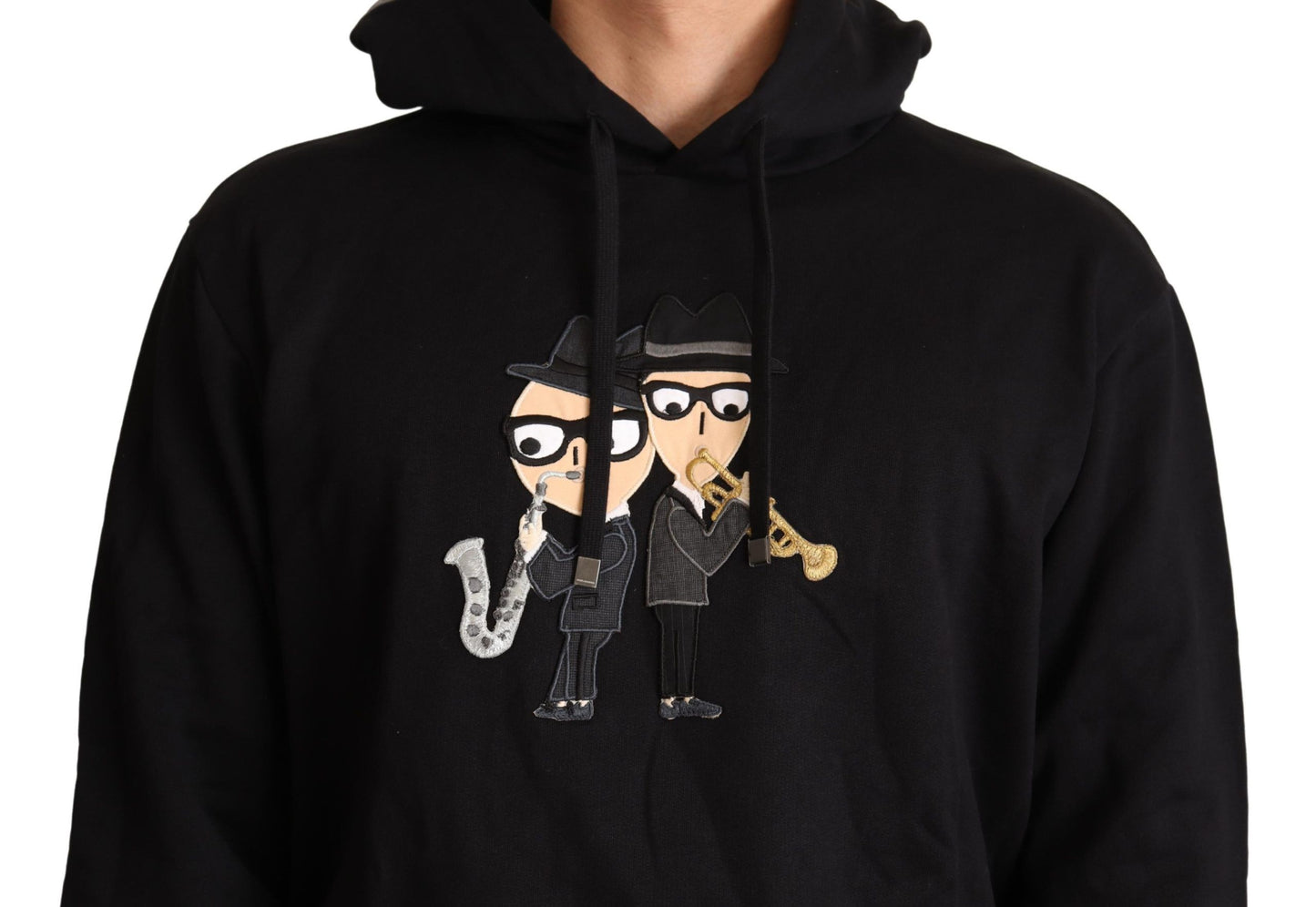 Pull à capuche en coton noir #dgfamily Dolce & Gabbana