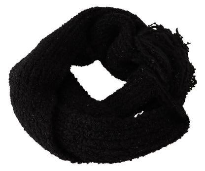 Écharpe châle en maille de laine vierge noire Dolce & Gabbana