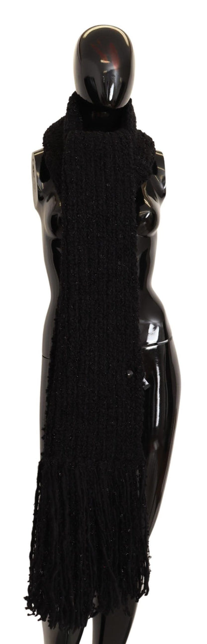 Écharpe châle en maille de laine vierge noire Dolce & Gabbana