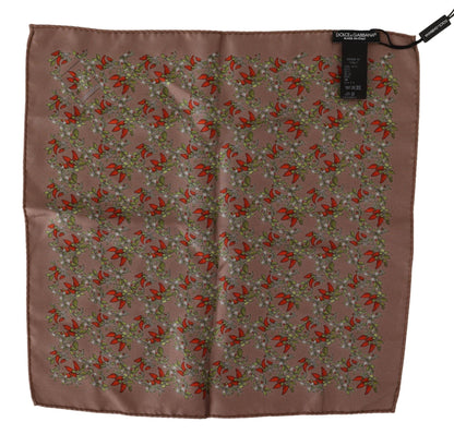 Pochette en soie Dolce & Gabbana marron imprimé carottes