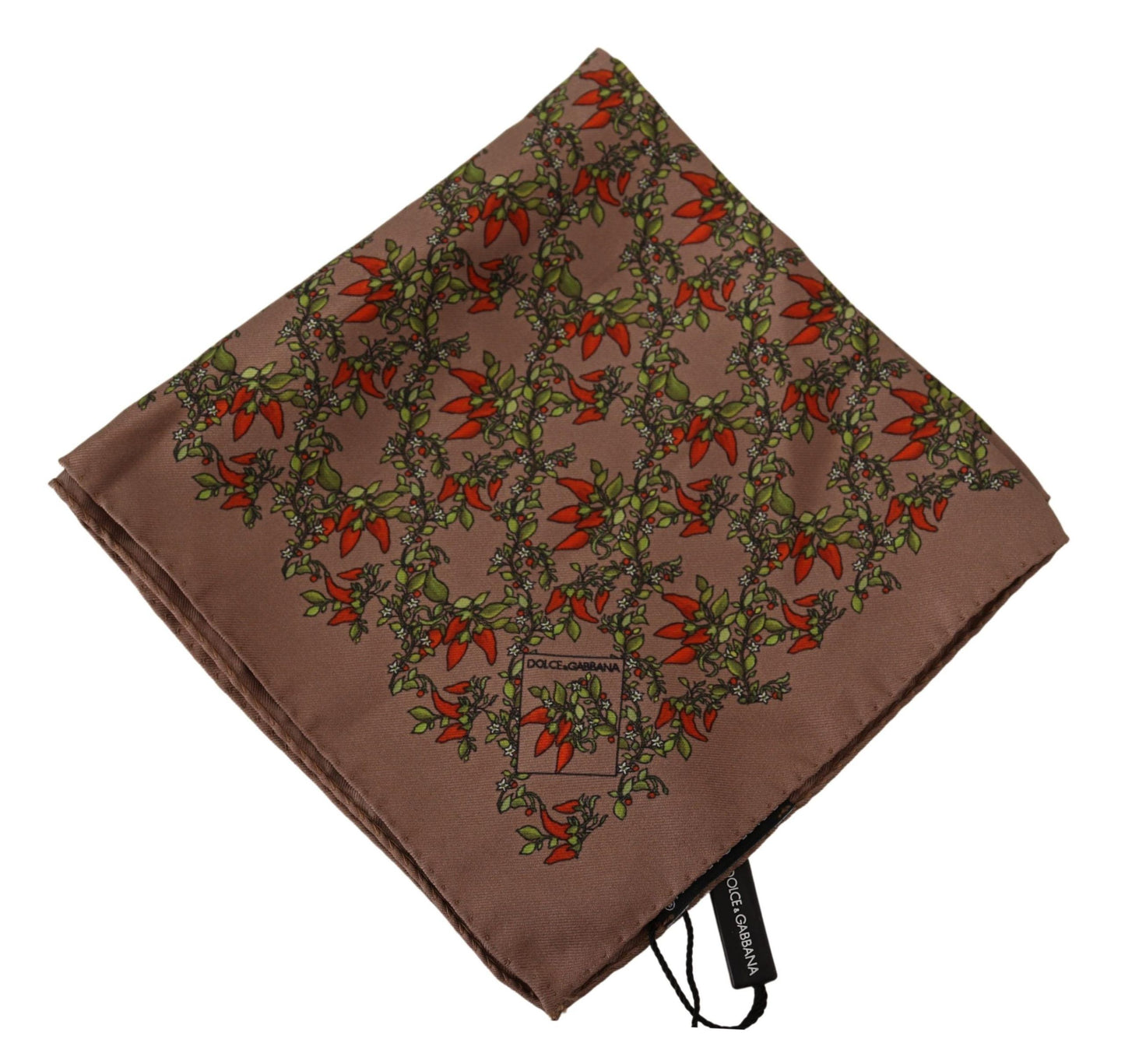 Pochette en soie Dolce & Gabbana marron imprimé carottes
