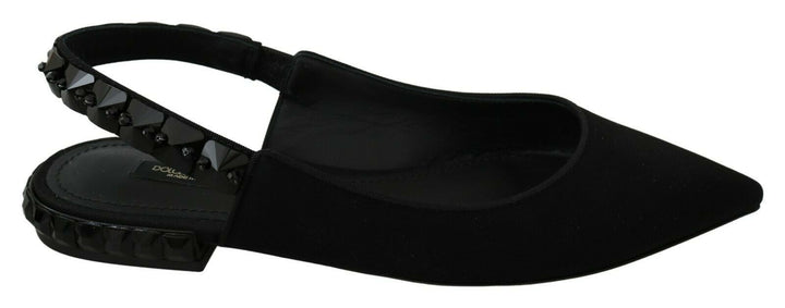 Zapatos planos negros destalonados de raso Dolce & Gabbana
