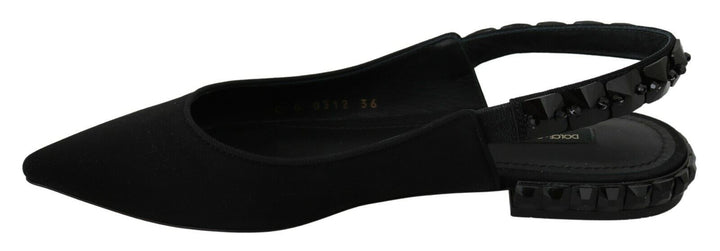 Zapatos planos negros destalonados de raso Dolce & Gabbana