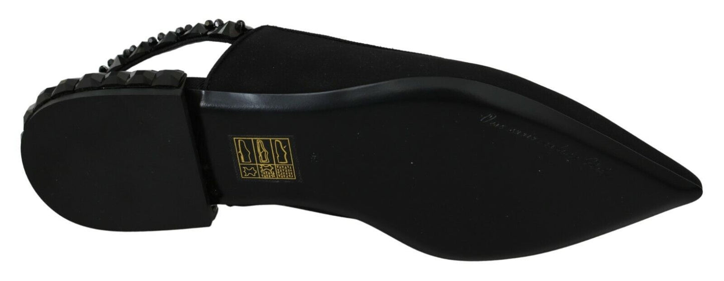Chaussures plates Dolce & Gabbana noires en charmeuse à bride arrière