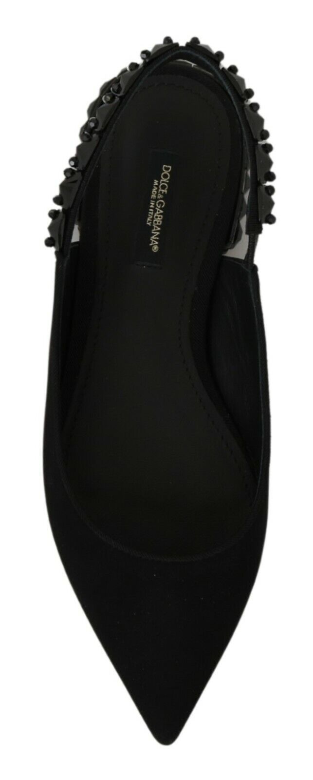Chaussures plates Dolce & Gabbana noires en charmeuse à bride arrière