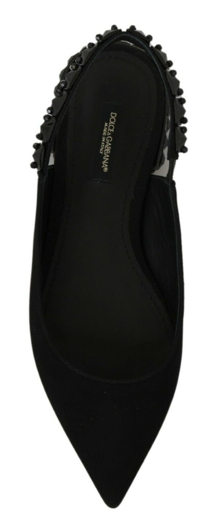 Chaussures plates Dolce & Gabbana noires en charmeuse à bride arrière