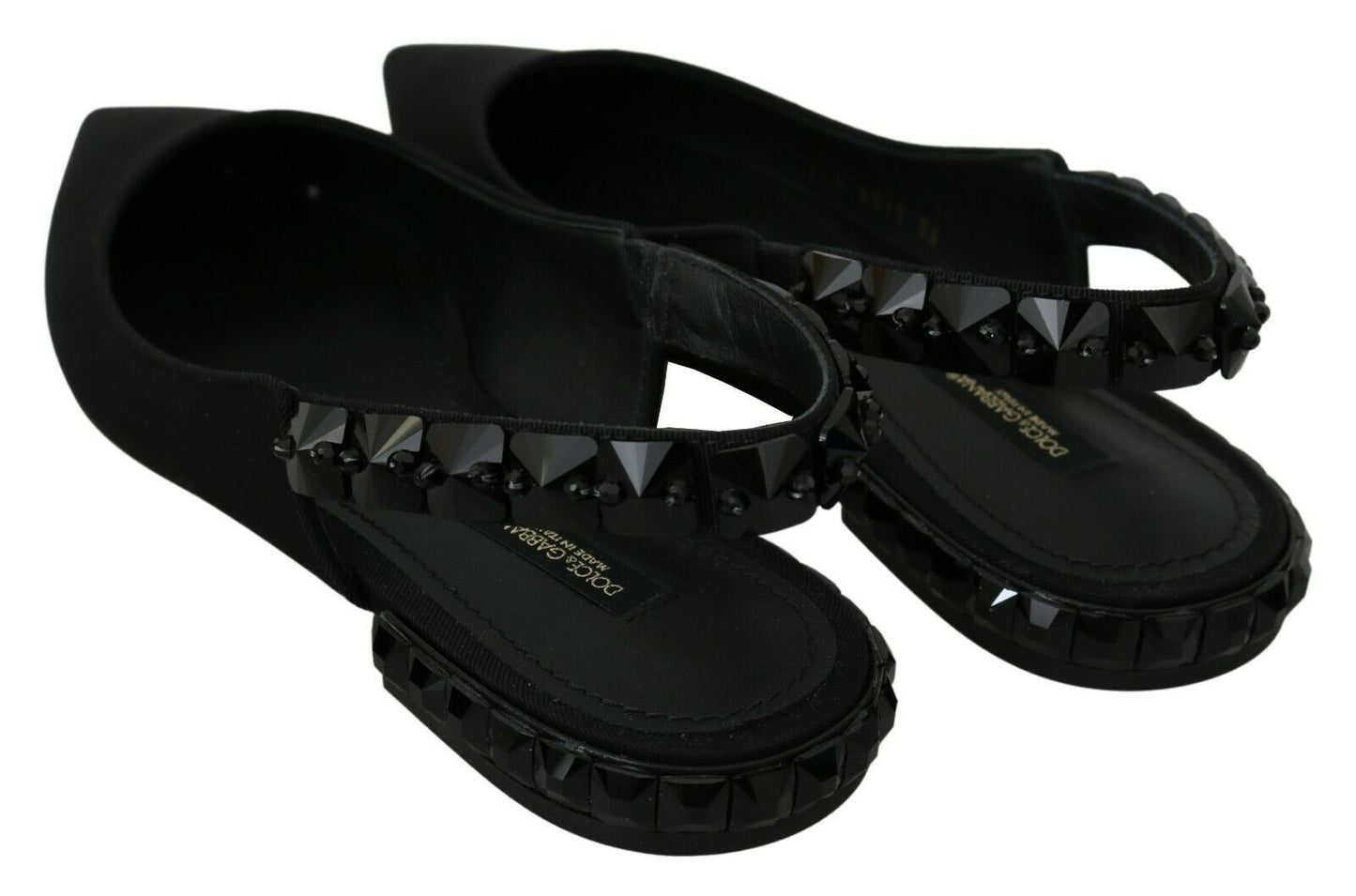 Chaussures plates Dolce & Gabbana noires en charmeuse à bride arrière