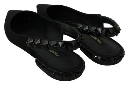 Chaussures plates Dolce & Gabbana noires en charmeuse à bride arrière