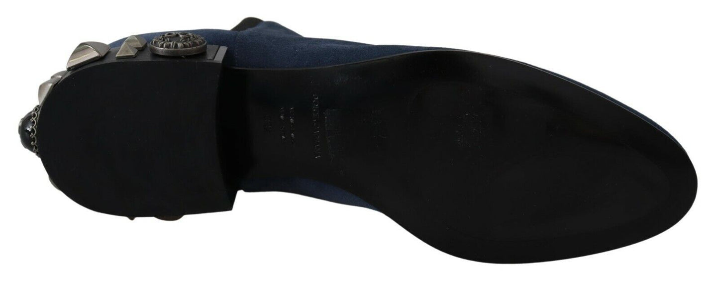 Chaussures Bottes cloutées ornées en daim bleu Dolce & Gabbana