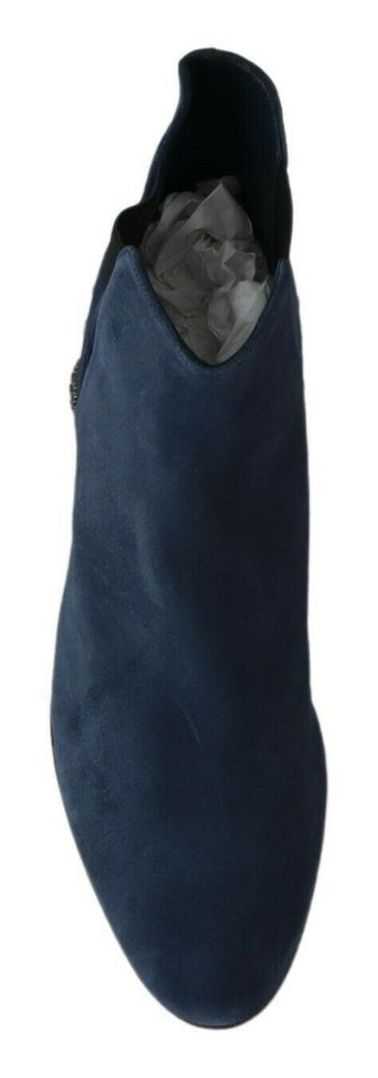 Chaussures Bottes cloutées ornées en daim bleu Dolce & Gabbana