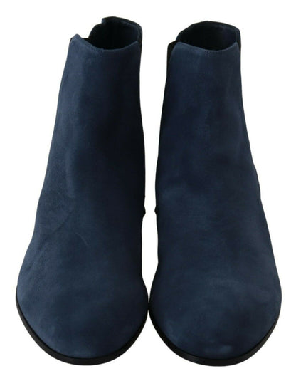 Chaussures Bottes cloutées ornées en daim bleu Dolce & Gabbana