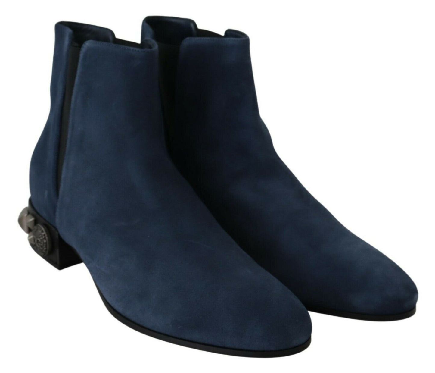 Chaussures Bottes cloutées ornées en daim bleu Dolce & Gabbana