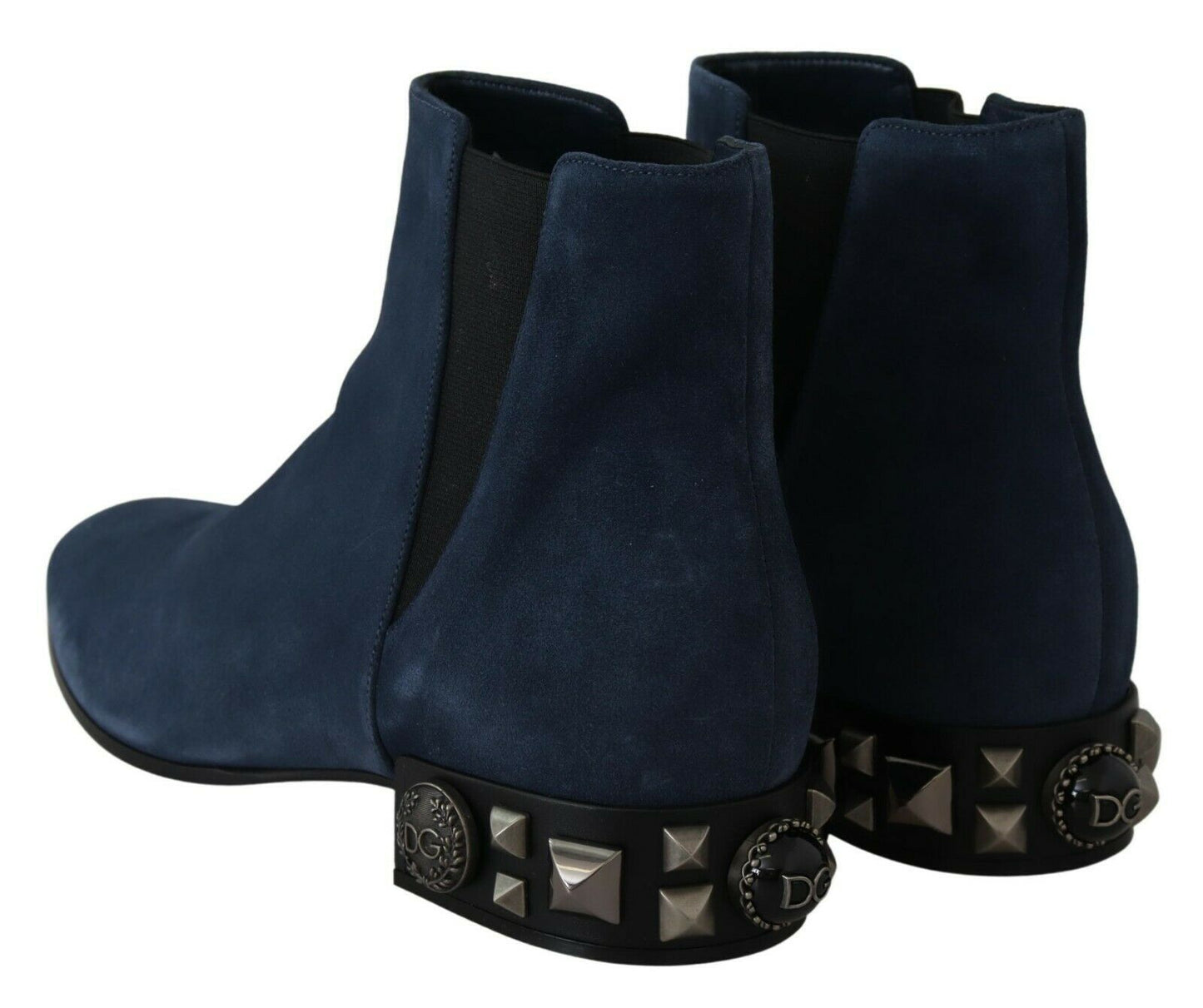 Chaussures Bottes cloutées ornées en daim bleu Dolce & Gabbana