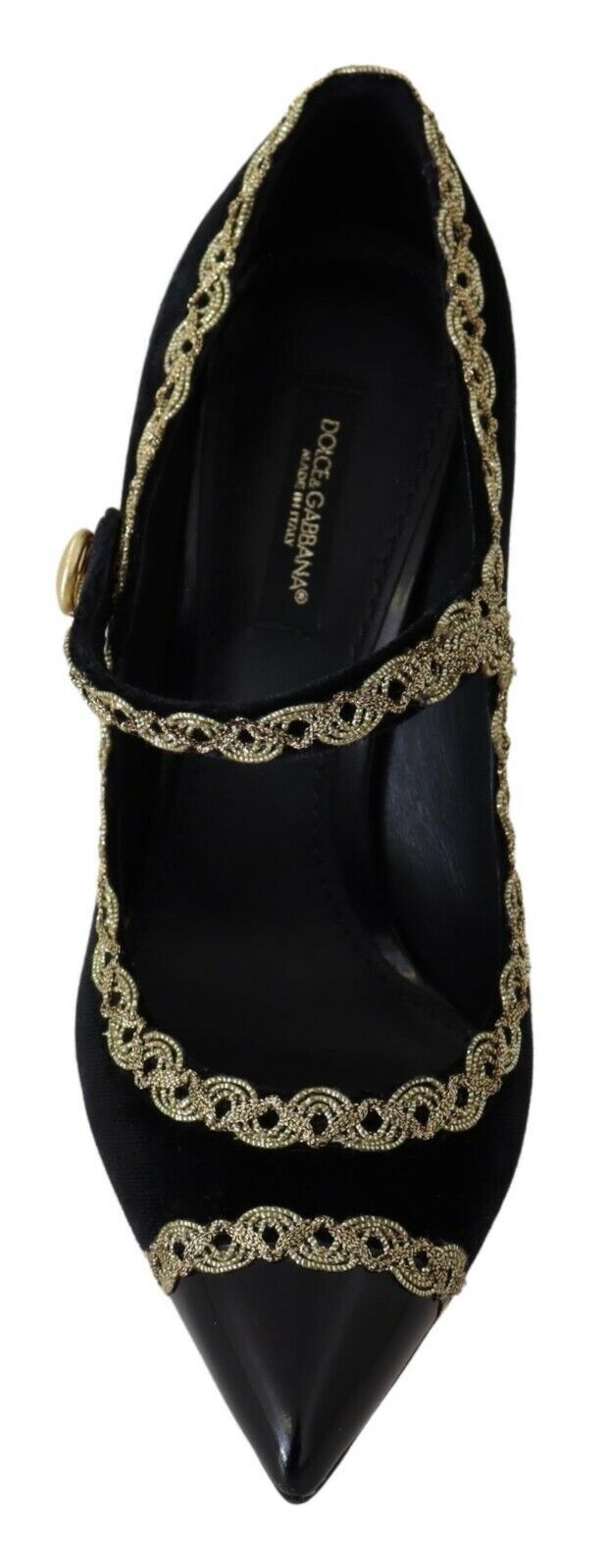 Chaussures à talons Mary Jane en velours noir orné Dolce & Gabbana