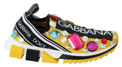 Chaussures Sneakers Dolce & Gabbana Cristaux Multicolores Jaunes