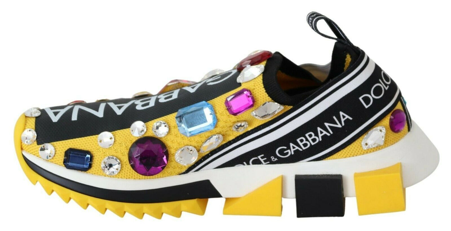 Chaussures Sneakers Dolce & Gabbana Cristaux Multicolores Jaunes