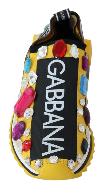 Chaussures Sneakers Dolce & Gabbana Cristaux Multicolores Jaunes
