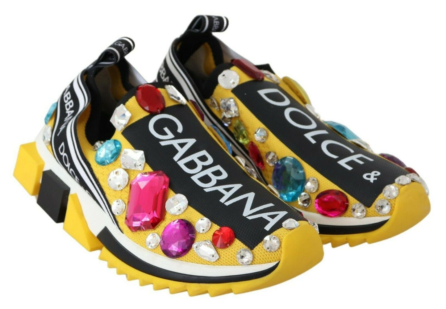 Chaussures Sneakers Dolce & Gabbana Cristaux Multicolores Jaunes