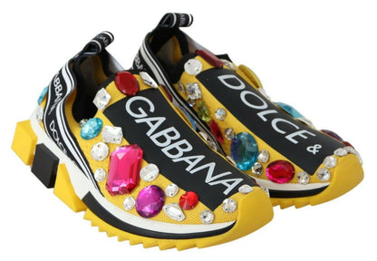Chaussures Sneakers Dolce & Gabbana Cristaux Multicolores Jaunes