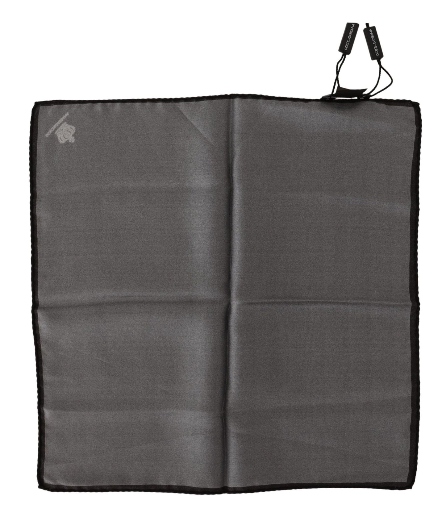 Foulard de poche carré Dolce & Gabbana en soie grise 100 %