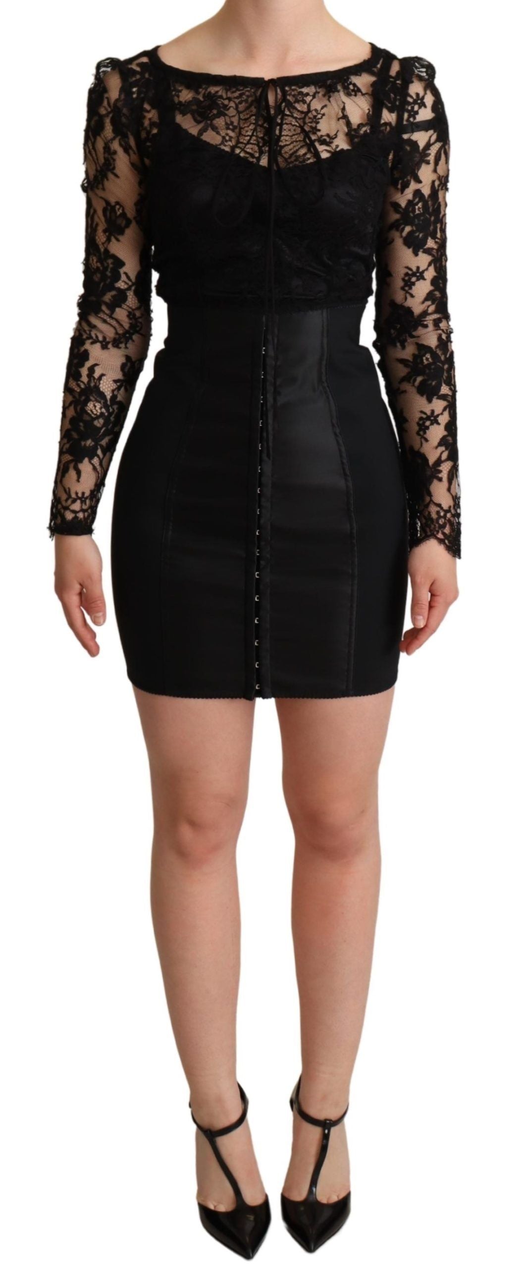 Dolce & Gabbana Mini robe moulante ajustée en dentelle noire