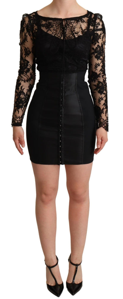 Dolce & Gabbana Mini robe moulante ajustée en dentelle noire
