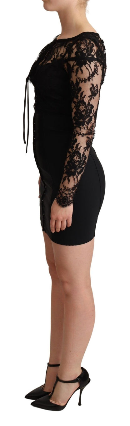 Dolce & Gabbana Mini robe moulante ajustée en dentelle noire