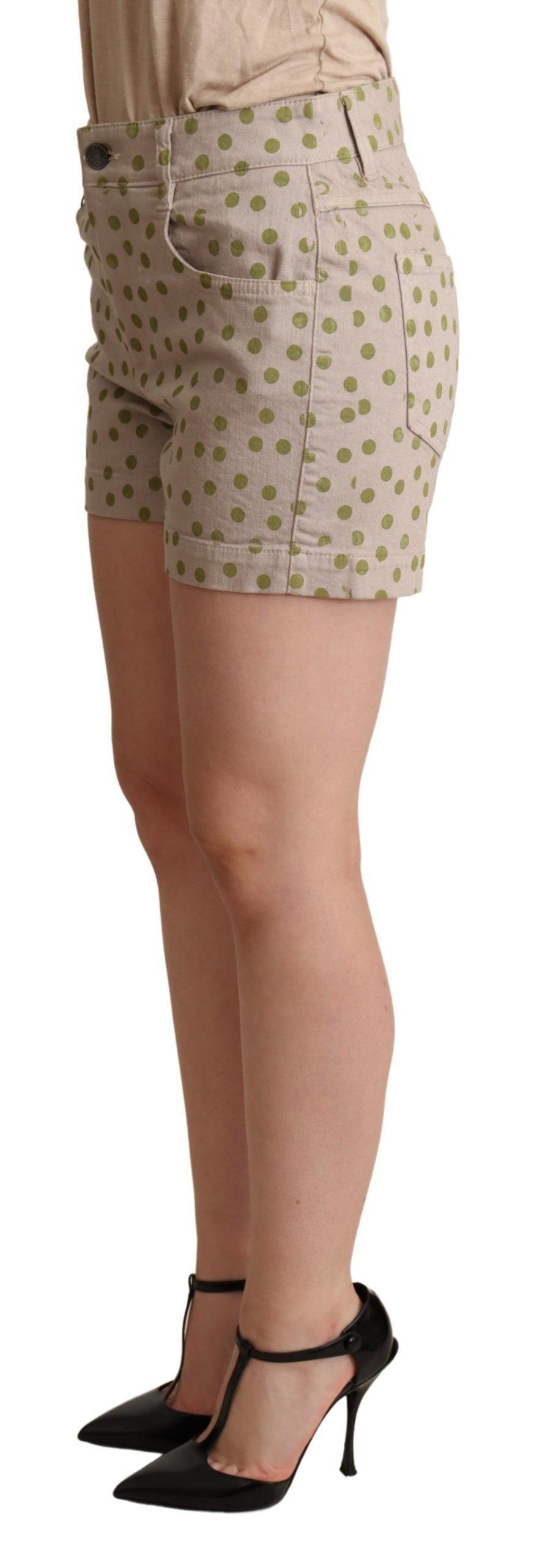 Short Dolce & Gabbana en jean, coton et stretch, motif pois beiges