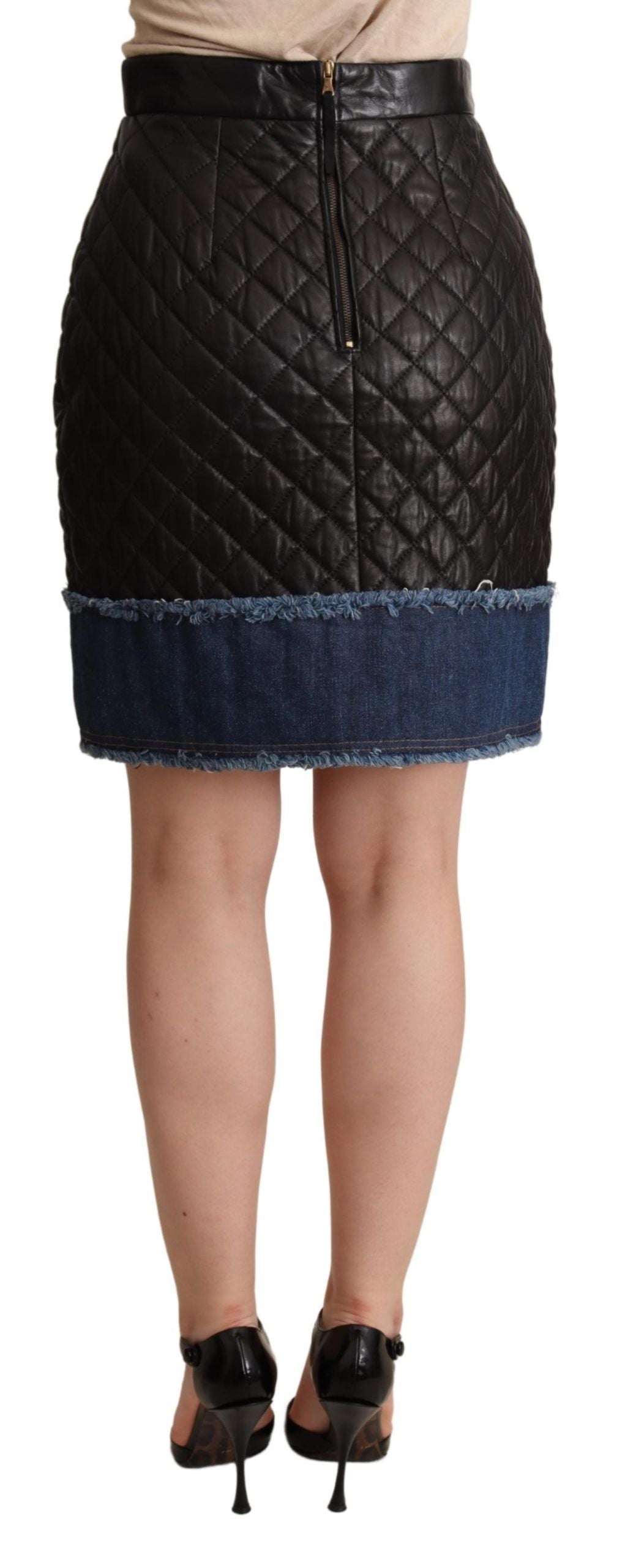 Jupes courtes en cuir matelassé noir Dolce & Gabbana
