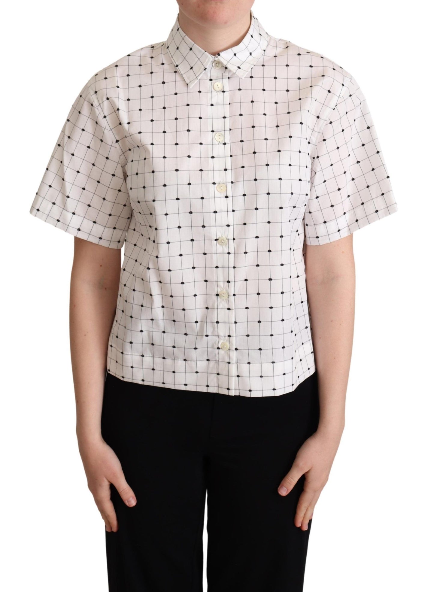 Chemisier à col Dolce & Gabbana en coton blanc à pois
