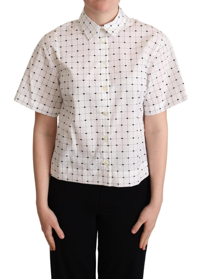 Chemisier à col Dolce & Gabbana en coton blanc à pois