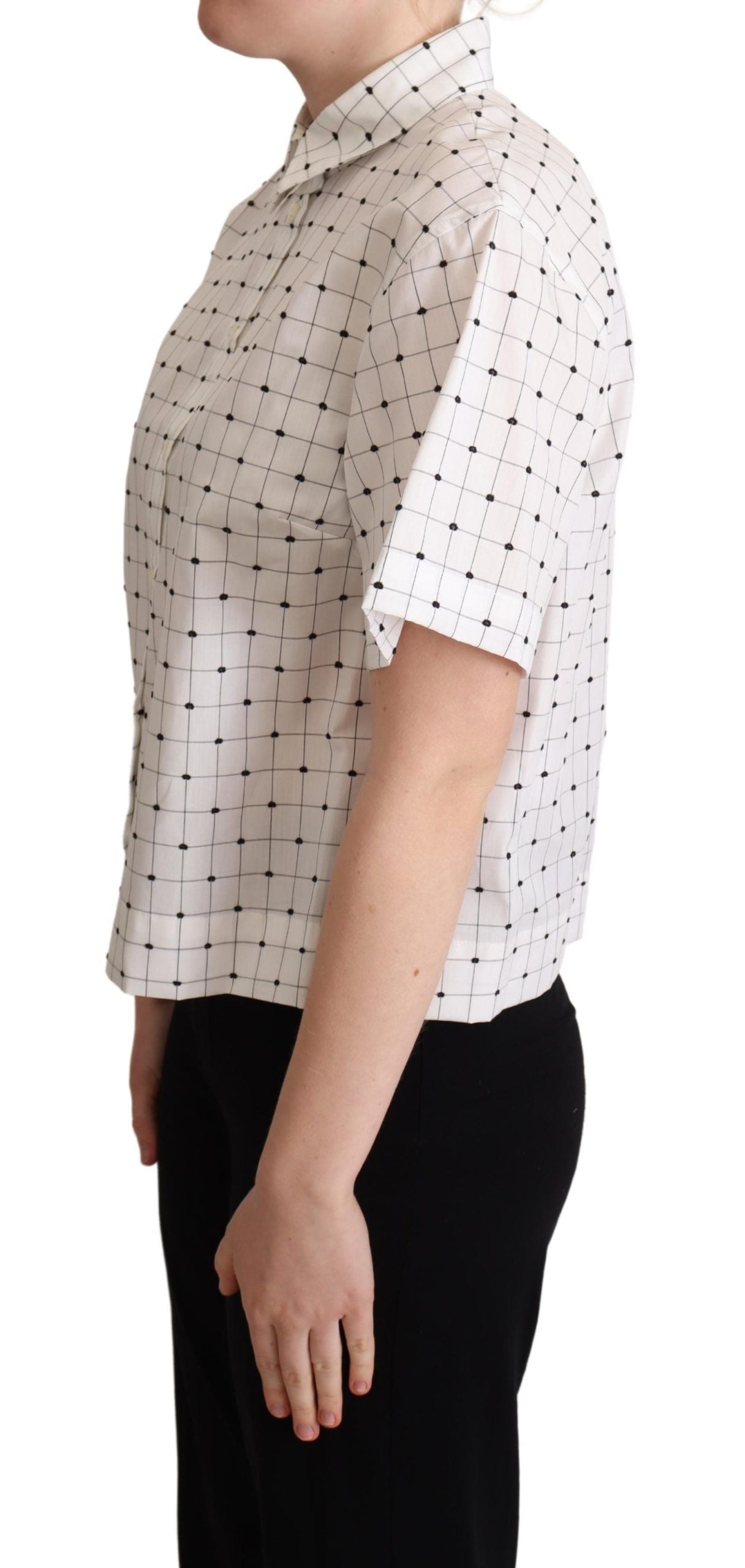 Chemisier à col Dolce & Gabbana en coton blanc à pois