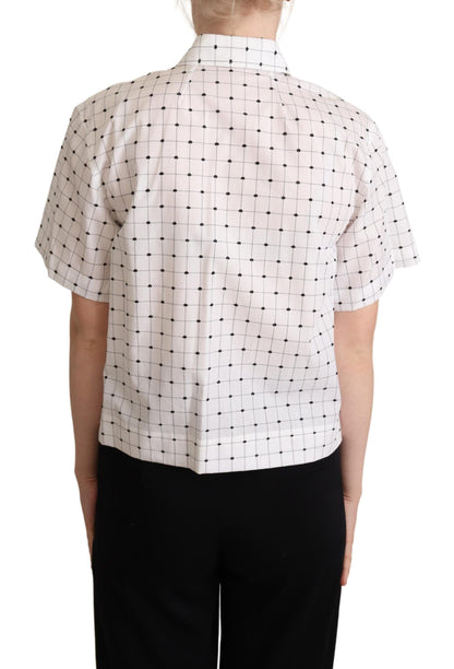 Chemisier à col Dolce & Gabbana en coton blanc à pois