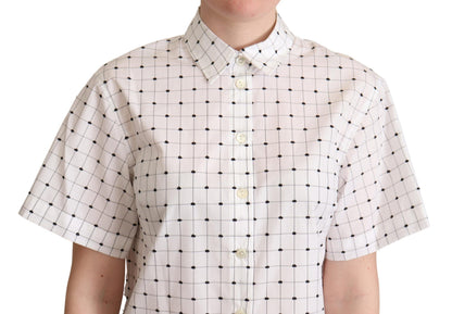 Chemisier à col Dolce & Gabbana en coton blanc à pois
