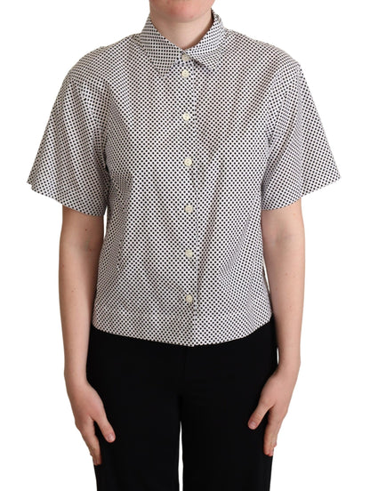 Dolce & Gabbana Chemise à col noire à pois blancs