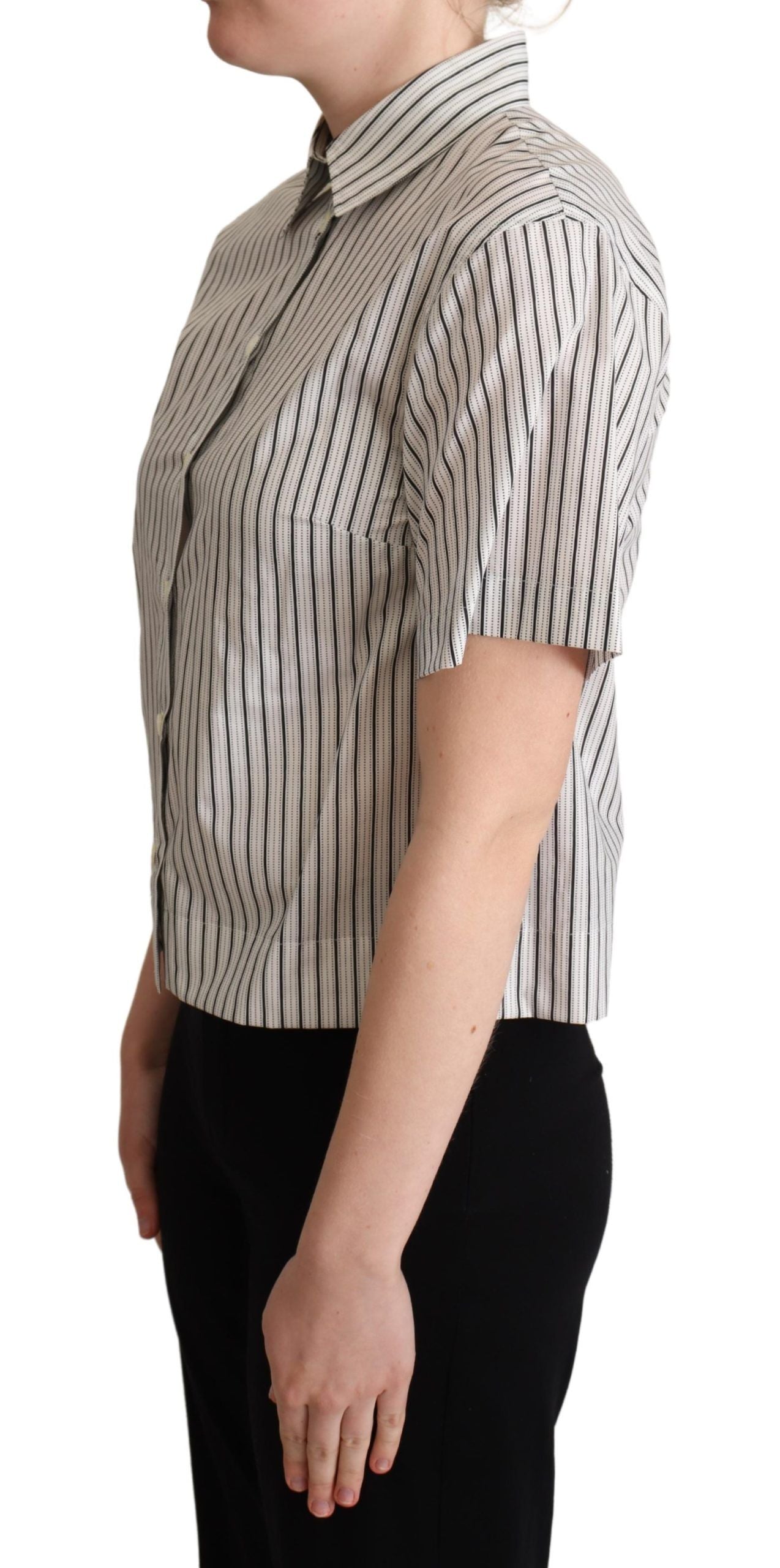 Chemise collerette rayée noire et blanche Dolce & Gabbana