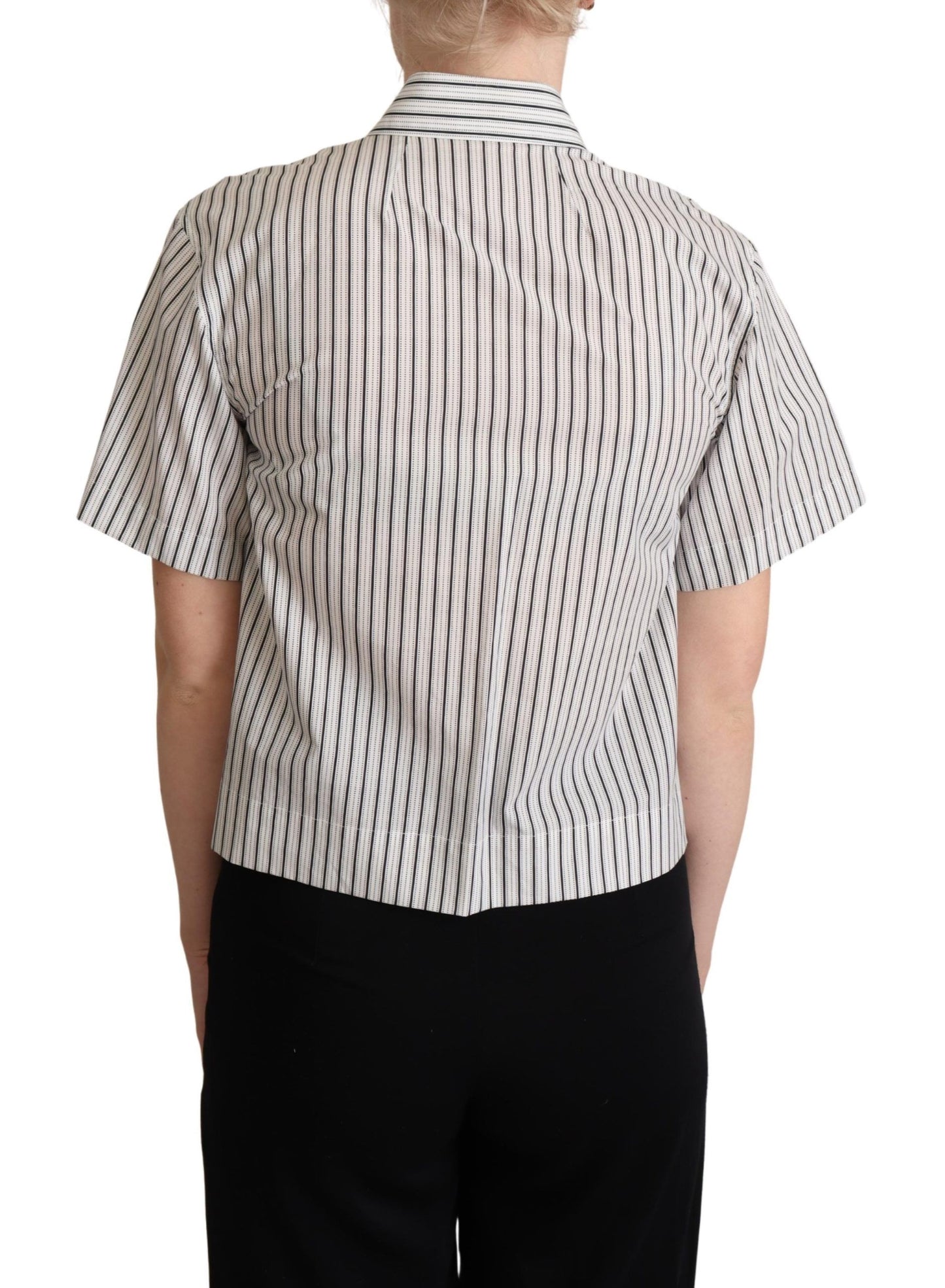 Chemise collerette rayée noire et blanche Dolce & Gabbana