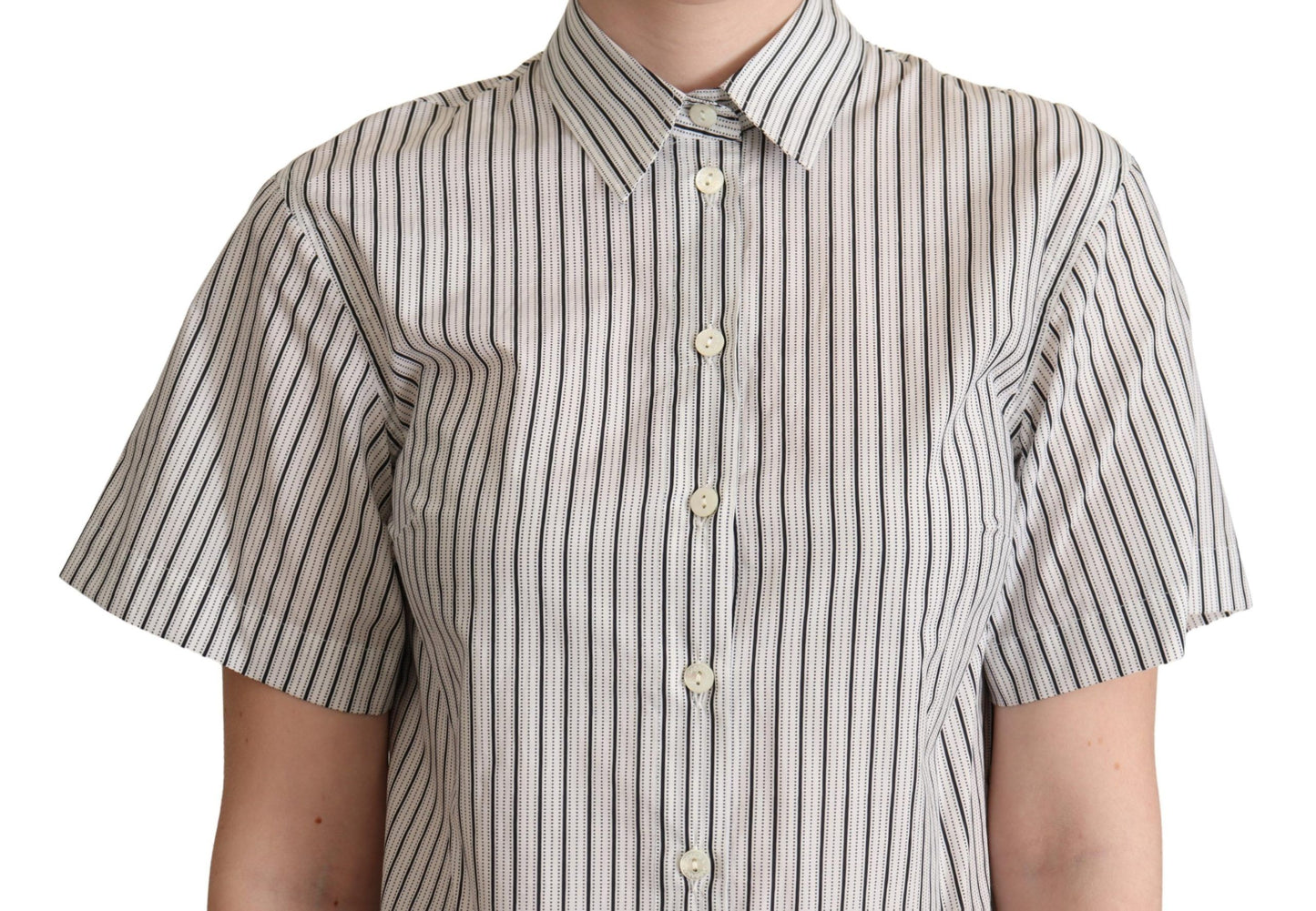 Chemise collerette rayée noire et blanche Dolce & Gabbana